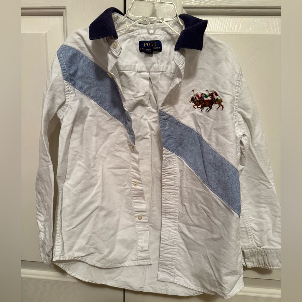 Polo by Ralph Lauren Kids White and Blue Shirt with horse print